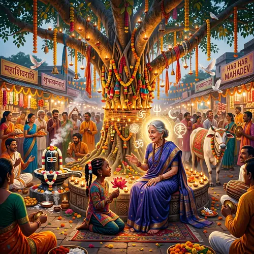 Vibrant Maha Shivaratri Marketplace: Symbolism and Celebration