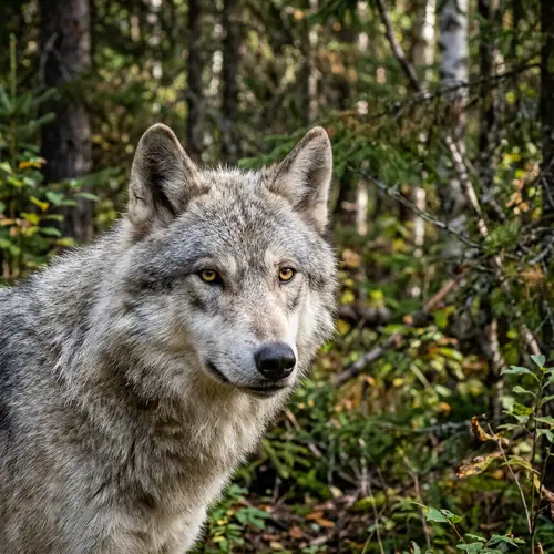 Wolf Head with Forest Background