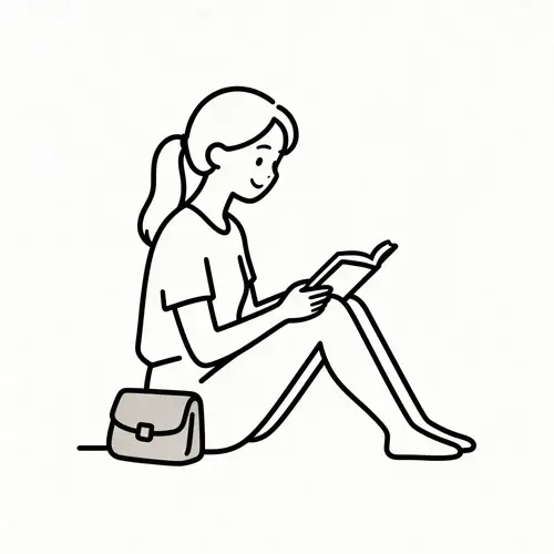 Minimal Line Art of a Relaxed Young Woman