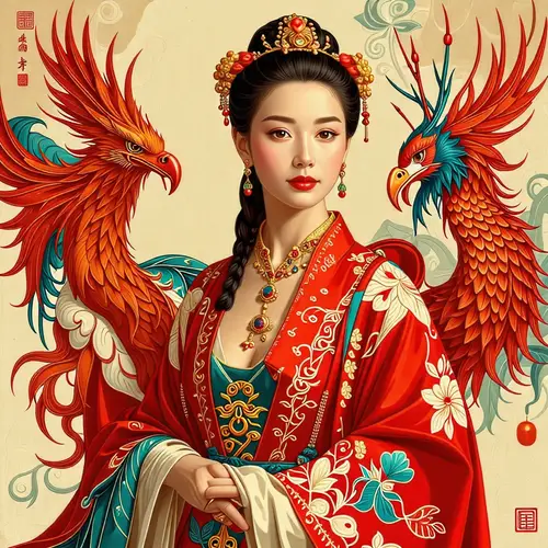 Ancient Chinese Empress in Phoenix Robe