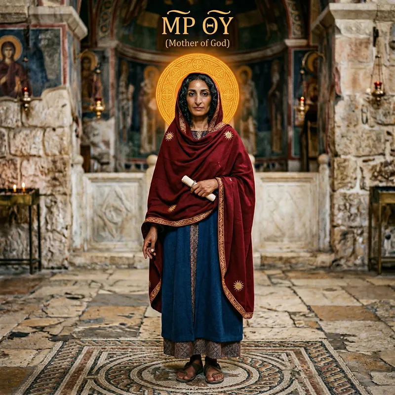 Mary Mother of God Portrait: Byzantine Icon