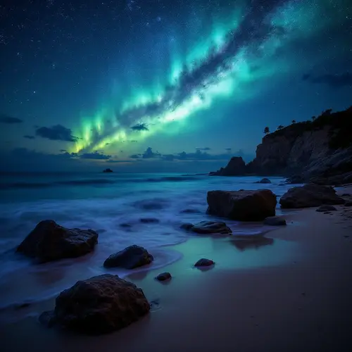 Night Beach: Fireflies & Fluorescent Colors