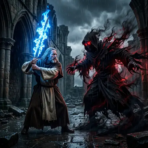 Intense Conflict Between Jesus and Satan: Divine Power vs Darkness