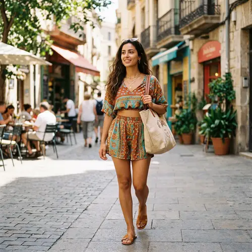 Stylish Middle-Eastern Brunette Lady in Summer Outfit