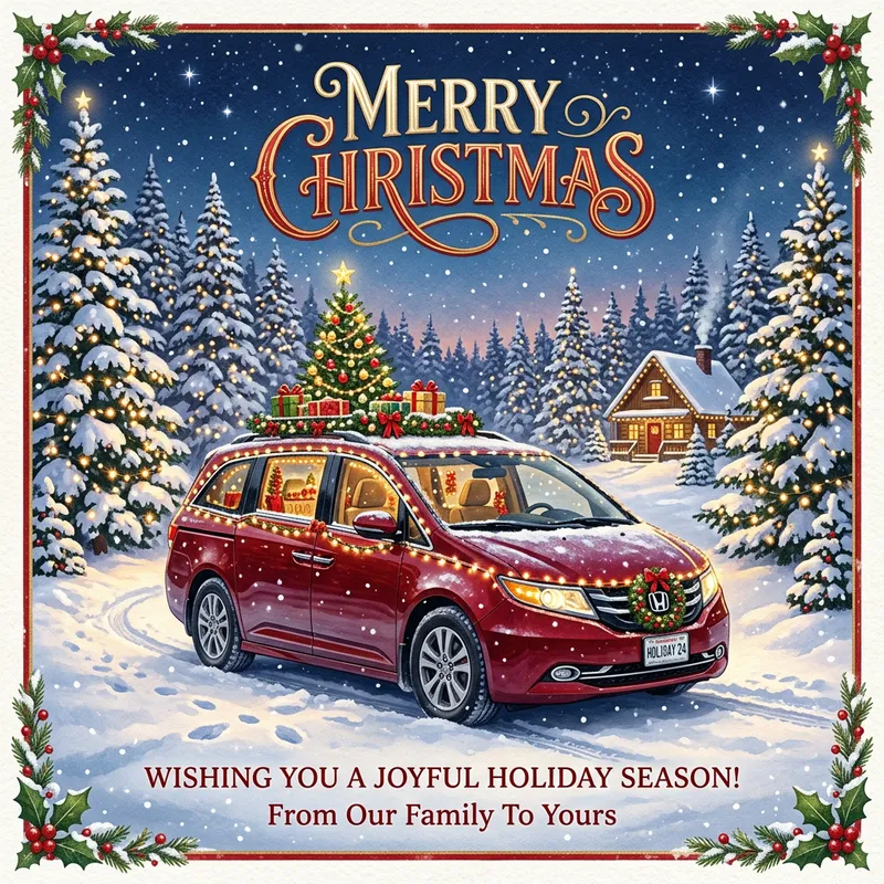 Festive Christmas Card Design for Mini Van Festive Christmas Card Design for Mini Van