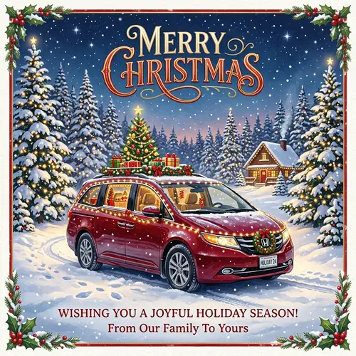 Festive Christmas Card Design for Mini Van
