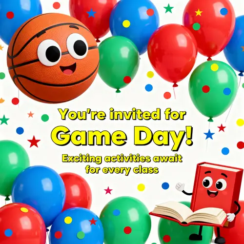 Join Us for Game Day! Fun School Event Invitation