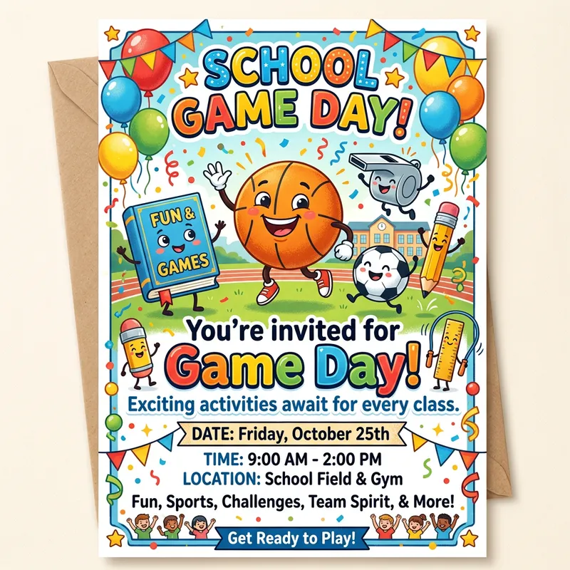 Join Us for Game Day! Fun School Event Invitation