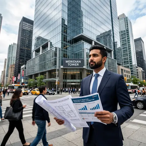 Confident South Asian Male Entrepreneur Investing in Modern Commercial Property