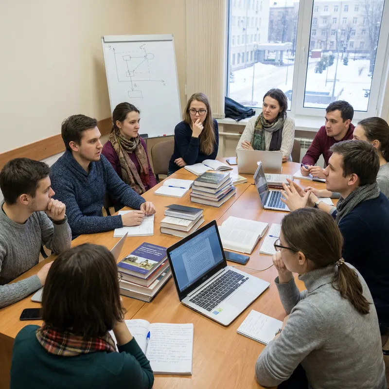 Russian Master's Students in Group Discussion Russian Master's Students in Group Discussion