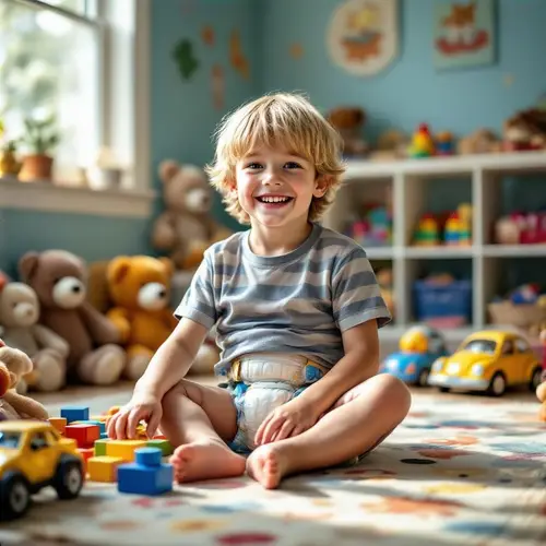 Joyful Playtime: 10-Year-Old in Colorful Playroom