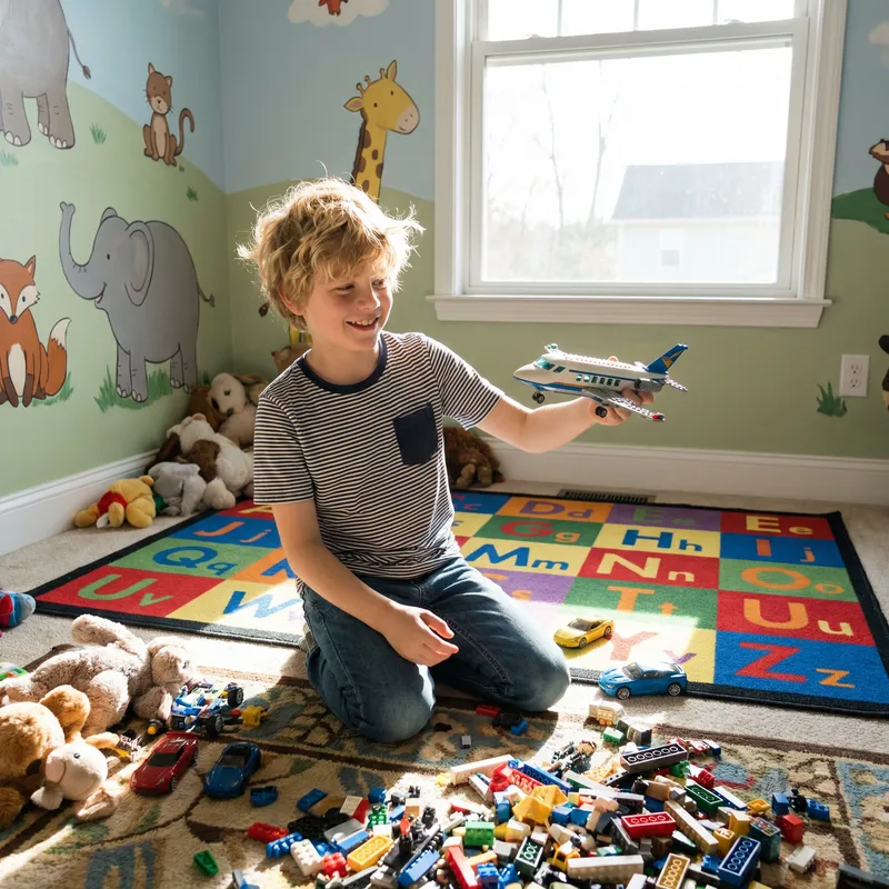 Joyful Playtime: 10-Year-Old in Colorful Playroom