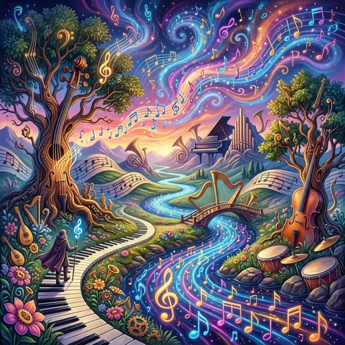 Whimsical Music Wonderland: Surrealistic Imagery