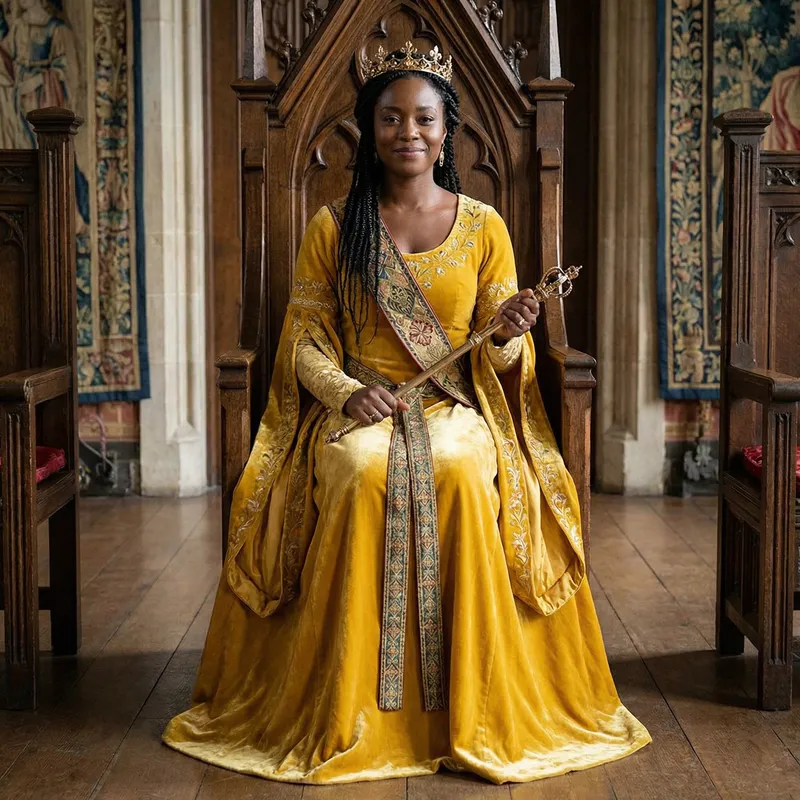 Regal Black Woman in Yellow Elegance