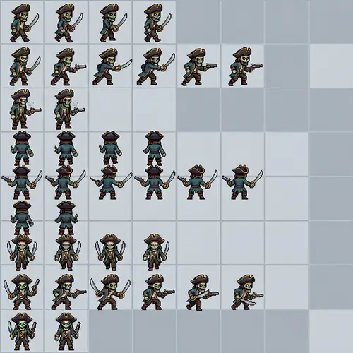 Undead Pirate Sprite Sheet | Pixel Art for RPG Game
