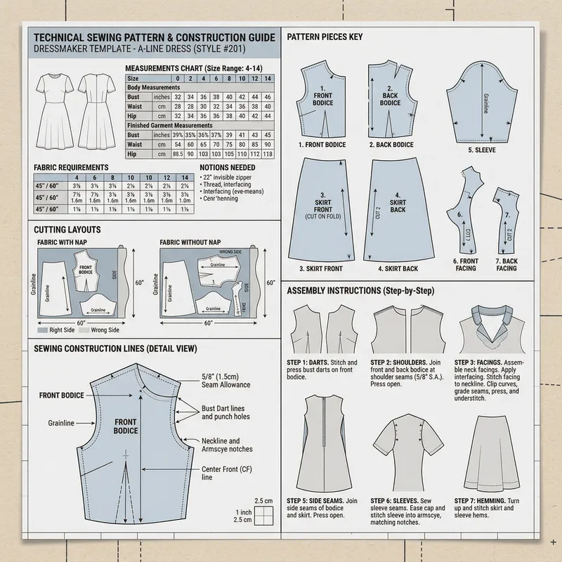 Professional Technical Sewing Patterns for DIY Projects