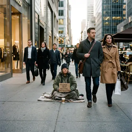 Begging Poor People Amid Rich Society