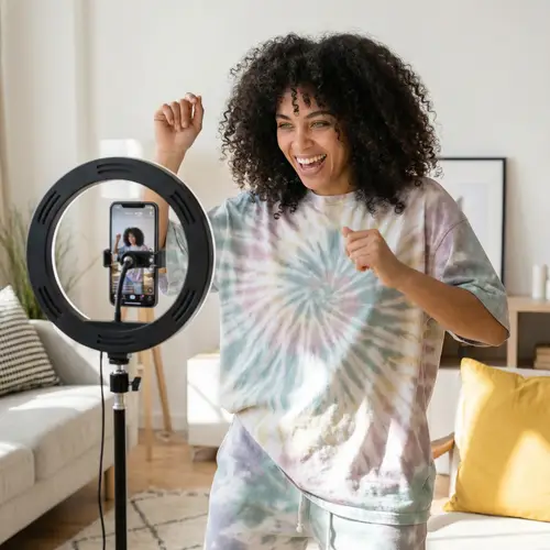 Brown-Haired Woman Dancing on TikTok Video