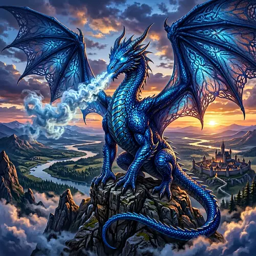 Majestic Sapphire Dragon - Enchanting Blue Creature