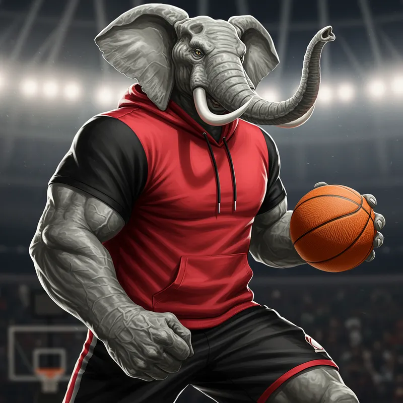 Aggressive Muscular Elephant Basketball Player