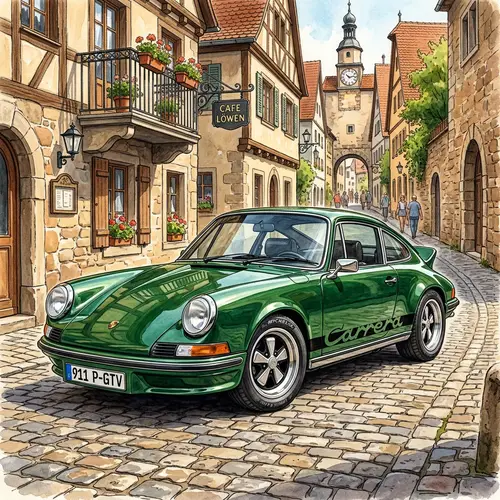 Classic Porsche 911 Illustration - Sleek and Dynamic Design