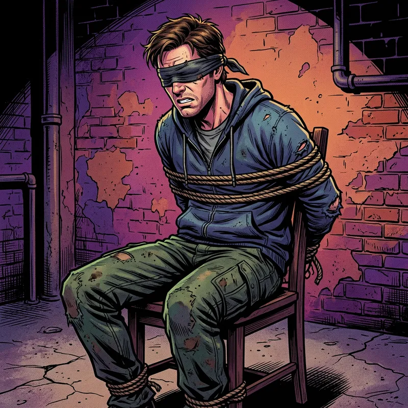 Blindfolded Hostage Printable | Intense Comic Artwork Blindfolded Hostage Printable | Intense Comic Artwork