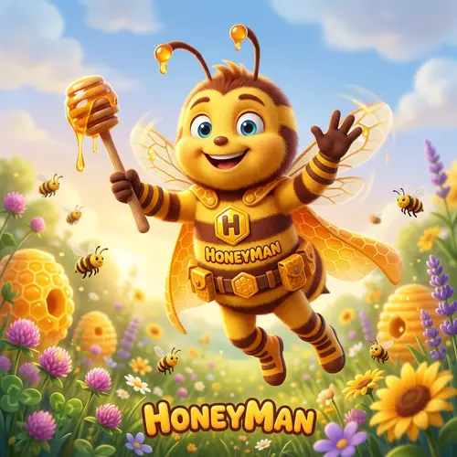 Cheerful HoneyMan Animated Mascot Design