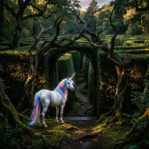 Enigmatic Forest Maze: Sparkle the White Unicorn