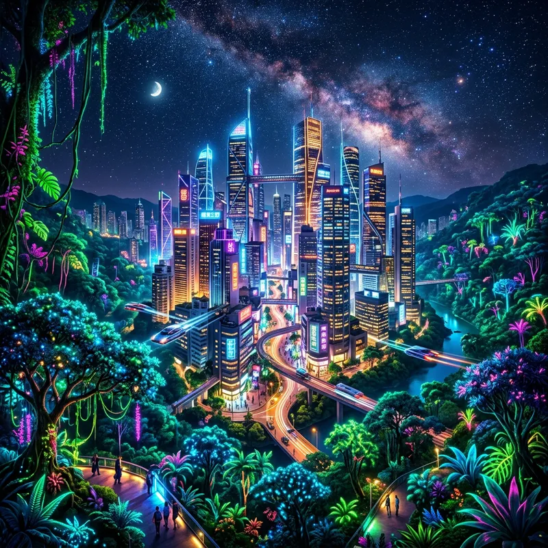 Neon Chat in Glowing Skyscrapers