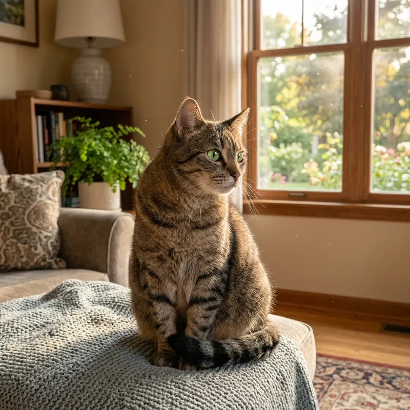 Charming Tabby Cat in a Cozy Indoor Setting