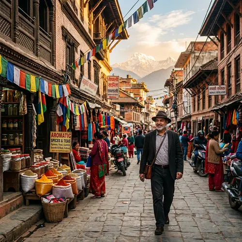 Exploring the Vibrant Streets of Nepal with a Middle-Eastern Gentleman