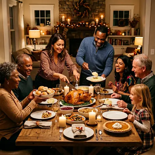 Idyllic Thanksgiving Celebration in a Warm Home