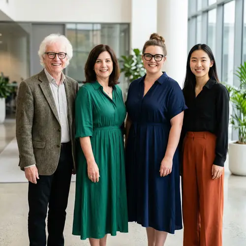 Professional Team of Four Workers in Stylish Attire