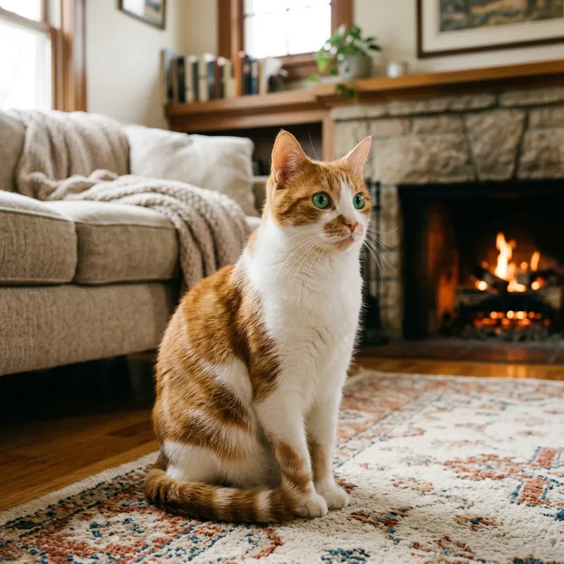 White and Orange Cat with Emerald Green Eyes