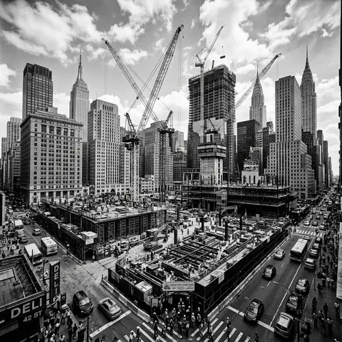 Dynamic Urban Construction Site Photography | Classic Street Aesthetics