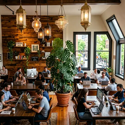 Stylish Coworking Space with Exotic Plants