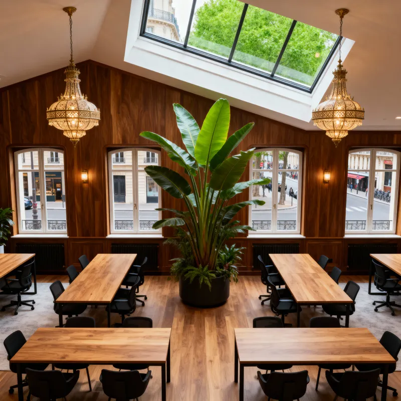 Stylish Coworking Space with Exotic Plants