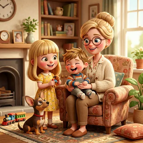 Adorable 3D-Style Family Drawing | Animation Studio Art
