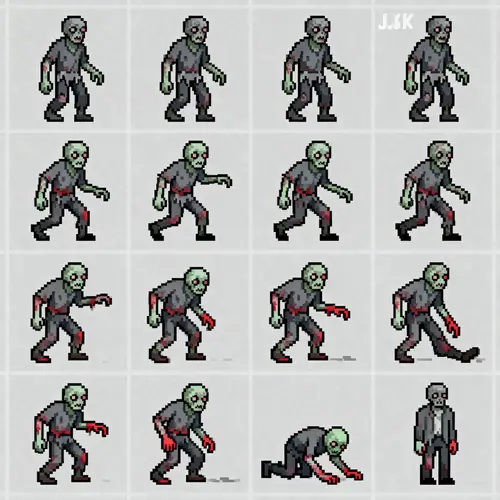 JJK Zombie Game Sprite Sheet - Pixel Art Designs