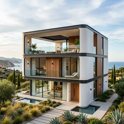 Modern 3 Floor Cube-shaped Residence Design