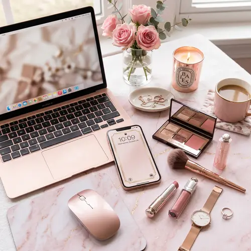 Pink Rose Gold Makeup Laptop & Phone Wallpaper
