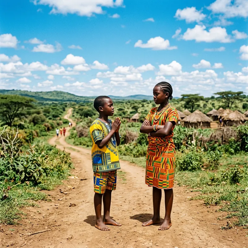 Boy Apologizes to Girl on African Path | Cultural Exchange