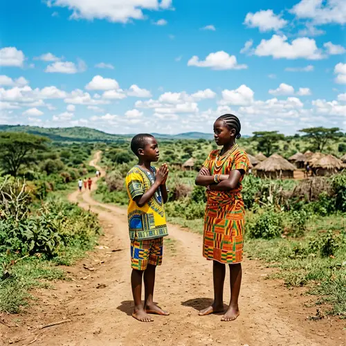 African Boy Apologizes to Girl on Rural Path | Cultural Gesto