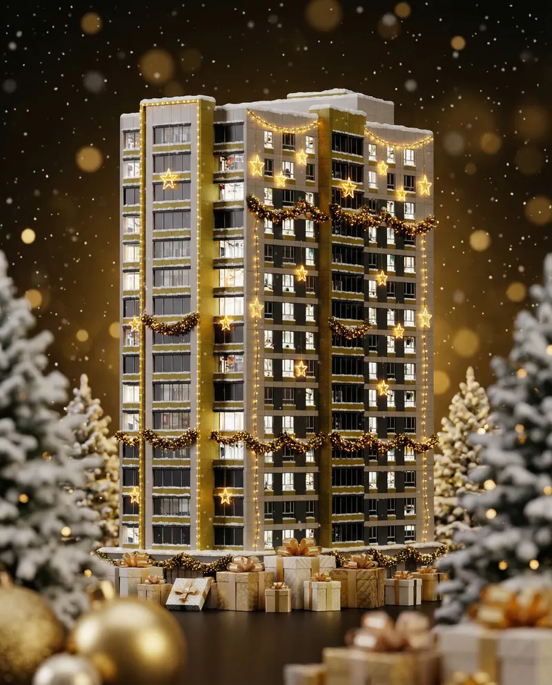 Elegant Christmas Poster with Golden Lights