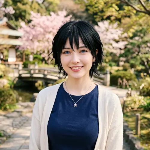 Beautiful Girl with Blue Eyes and Black Hair