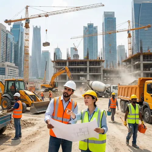 Realistic Construction Site in City | Workers, Machines, Engineers