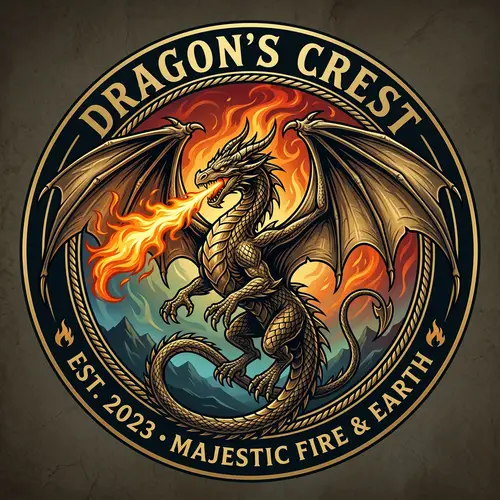 Majestic Dragon Logo Design | Earth & Fire Elements
