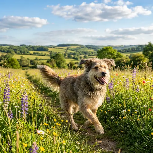 Adorable Medium-Sized Dog Playing in Natural Habitat