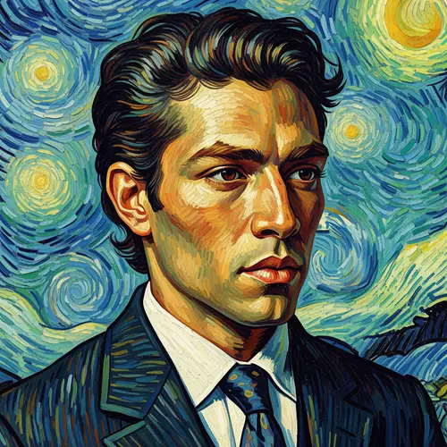Van Gogh Inspired Portrait of Young Latin American Man