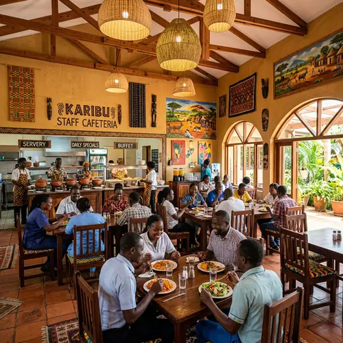 Welcoming African-Themed Staff Cafeteria Design